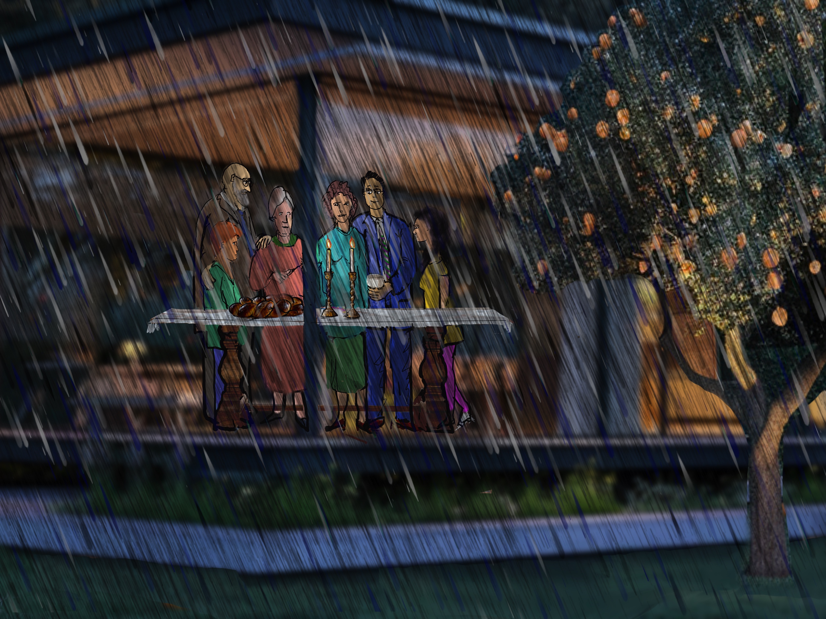 Shabbat blessing in the rain